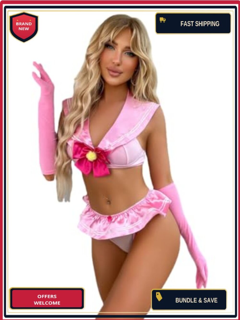 Sexy Schoolgirl Role Play Costume 4 Pc Set with Gloves